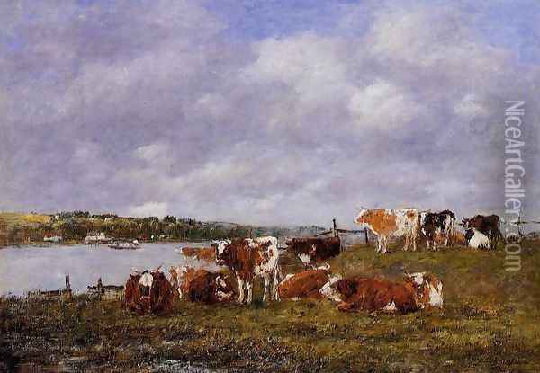 Pasturage, the Valley of the Touques Oil Painting - Eugene Boudin