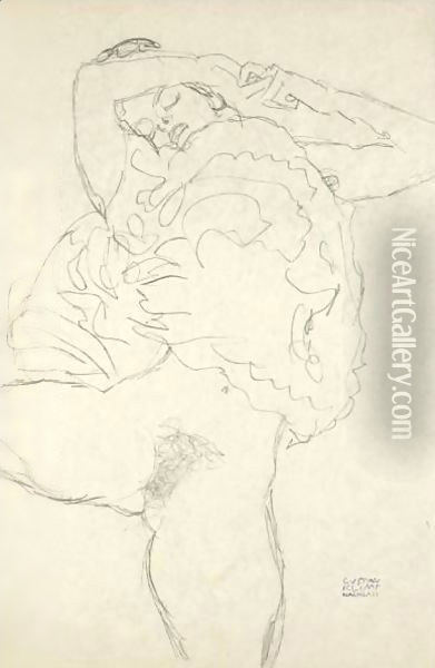 Liegender Halbakt Mit Gespreizten Beinen Oil Painting - Gustav Klimt