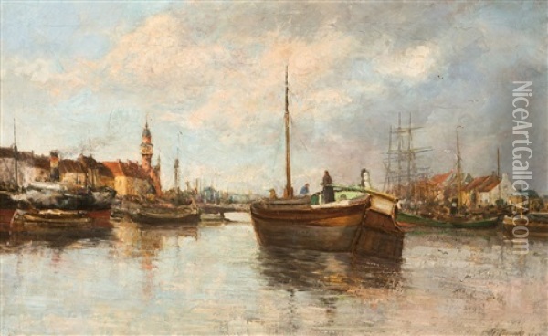 Les Bassins D'ostende Oil Painting - Henri Louis Permeke