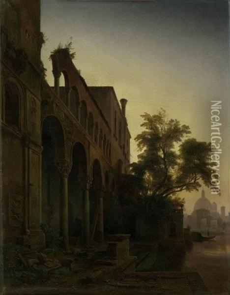 Palazzo Fondaco Dei Turchi Am Canale Grande In Venedig Oil Painting - Albert Emil Kirchner