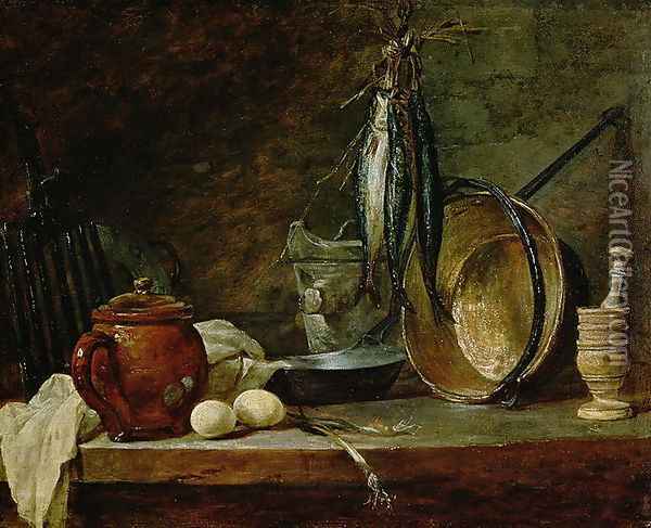 Still life: Fast Day Menu, 1731 Oil Painting - Jean-Baptiste-Simeon Chardin