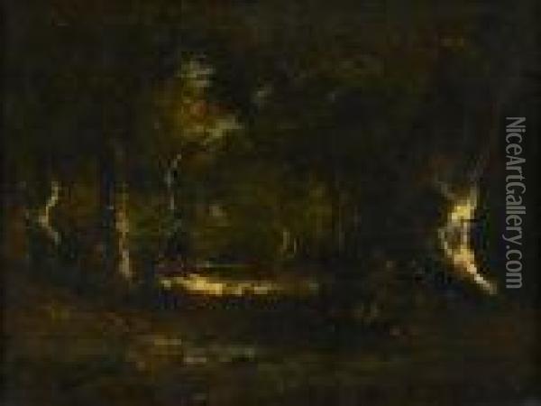 Fontainebleau Forest Oil Painting - Narcisse-Virgile D Az De La Pena
