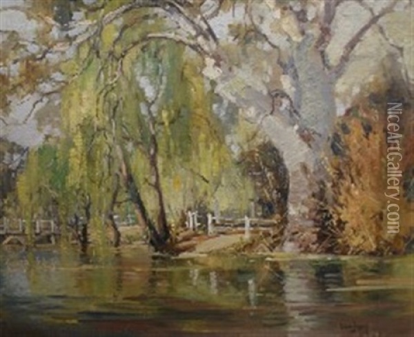 On The River Oil Painting - Robert Johnson