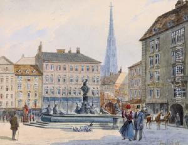 Der Neue Markt In Wien Gegen Die Kupferschmiedgasse ... Oil Painting - Vincenz Hawlicek
