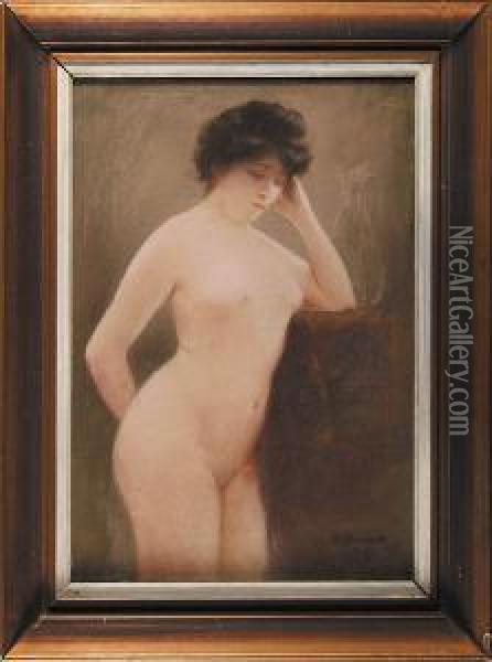 Akt Stojacej Kobiety, 1907 R. Oil Painting - Kazimierz Stabrowski