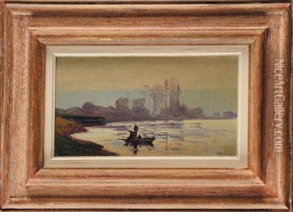 Bateau Sur Une Riviere Oil Painting - Joseph Marie Louis Delattre