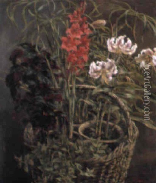 Blomster I En Kurv Oil Painting - Anthonie Eleonore (Anthonore) Christensen