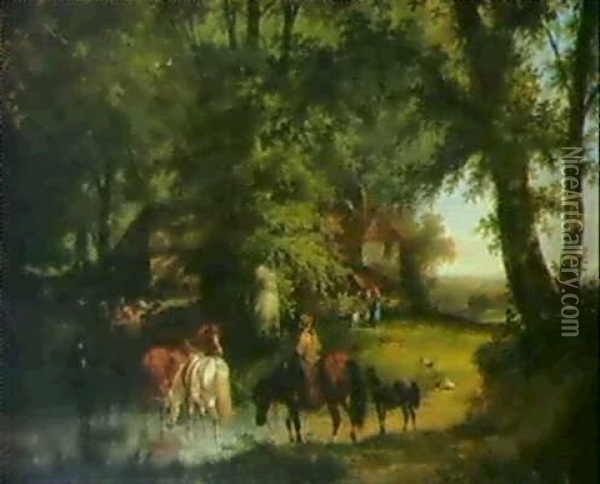 Evening, The Day's Work Over Oil Painting - Charles Shayer