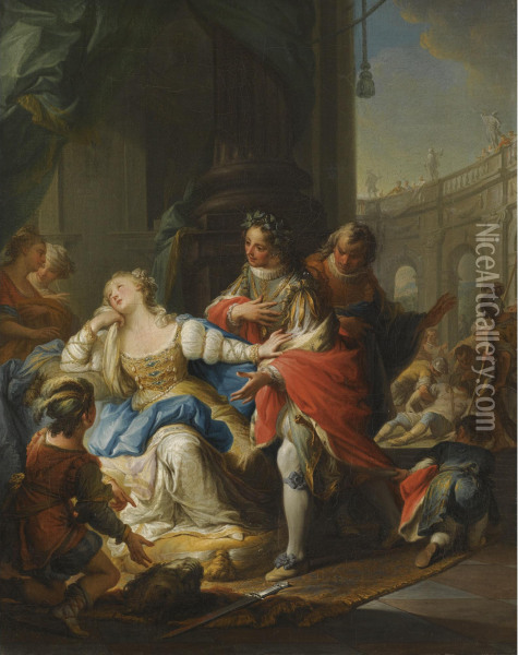 The Empress Gunhilda, Accused Of Adultery, Is Avenged By Her Page Oil Painting - Andrea Casali