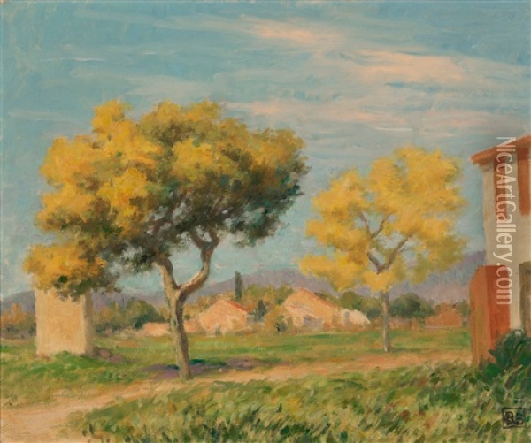 Wattle Trees, South Of France Oil Painting - Rupert Bunny