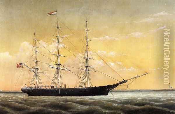 Whaleship 'Jireh Perry' off Clark's Point, New Bedford Oil Painting - William Bradford