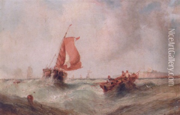 Fiskere Pa Havet Oil Painting - William Callcott Knell