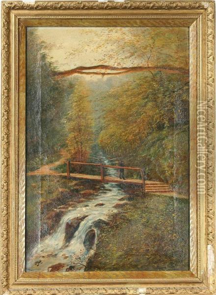 Tillskriven, Vattenfall Oil Painting - William Henry Howes