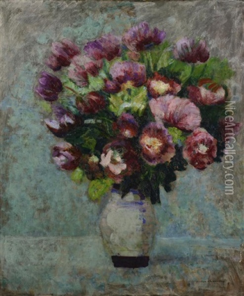 Bouquet De Fleurs Oil Painting - Victor Charreton