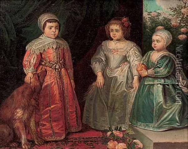 Cornice Riccamente Intagliata A Motivi Fogliati, Traforata E Oil Painting - Sir Anthony Van Dyck