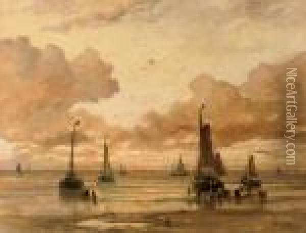 Return Of The Fleet At Sunset Oil Painting - Hendrik Willem Mesdag