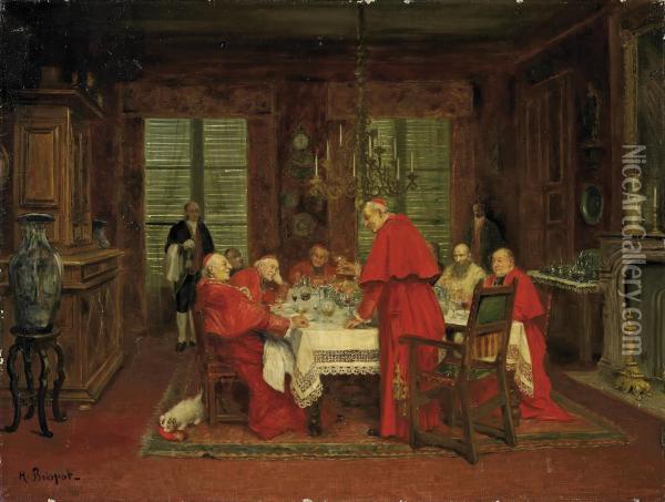 Dinner At The Cardinal's Oil Painting - Henri Brispot
