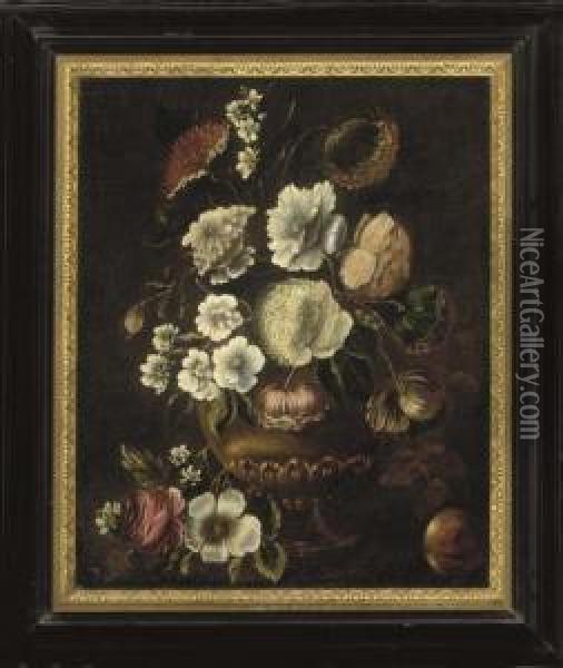 Summer Flowers In A Vase Oil Painting - Heem De Jan Davidsz & Studio