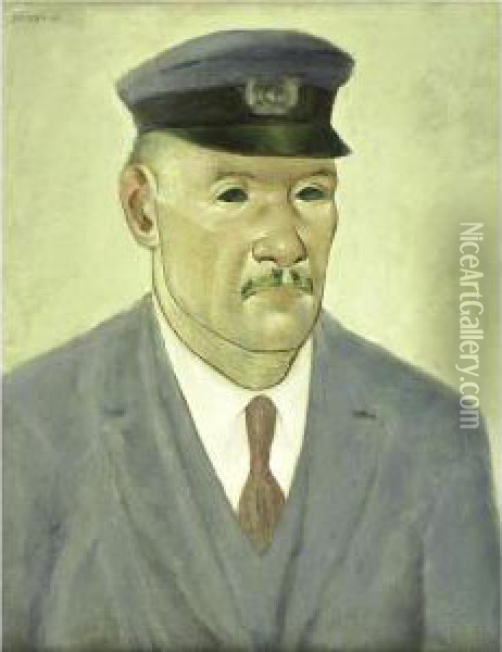 The Station Master Oil Painting - Arnold Aaron Friedman