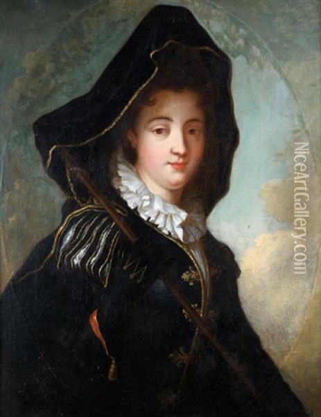 La Marquise De Moulins-rochefort, Dit Aussi Portrait De Femme En Costume Venitien Oil Painting - Jean-Baptiste Santerre