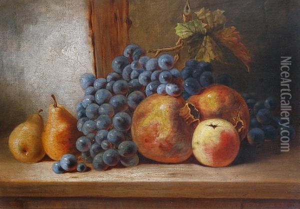 Still Life Of Grapes And Other Fruit, A Pair Oil Painting - Robert Brydall