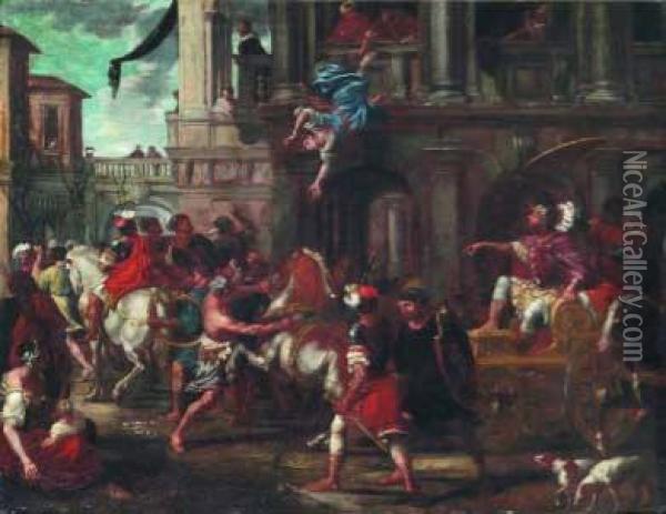 L'ebrea Che Si Uccide All'entrata Di Domiziano Oil Painting - Nicolo De Simone