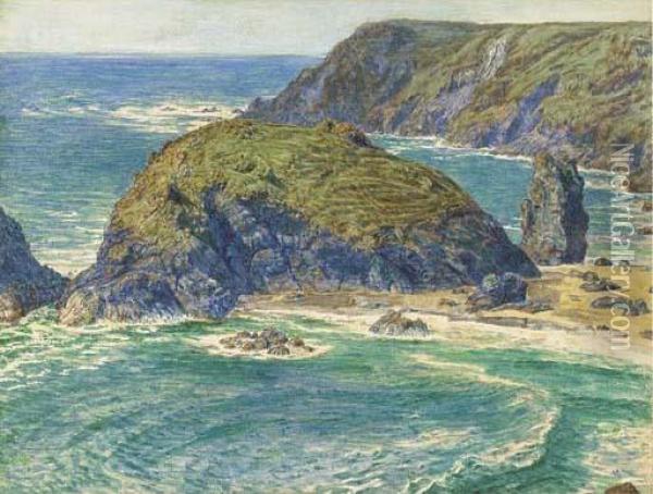 Asparagus Island, Kynance, Cornwall Oil Painting - William Holman Hunt
