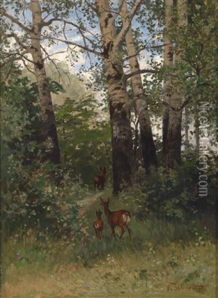 Rehwild Im Waldesinneren Oil Painting - Hugo Darnaut