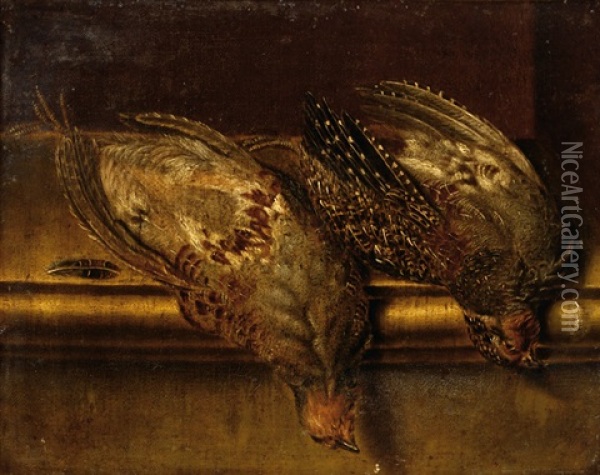 Two Dead Partridges On A Plinth Oil Painting - Jan Fyt