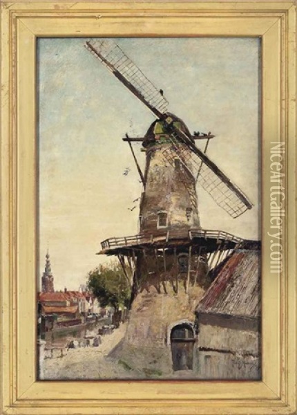 The Old Windmill Oil Painting - David Murray