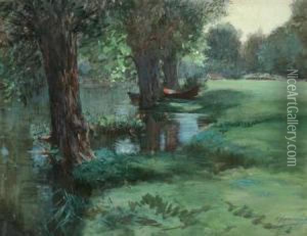 Untitled [giverny Landscape] Oil Painting - Francis Hopkinson Smith