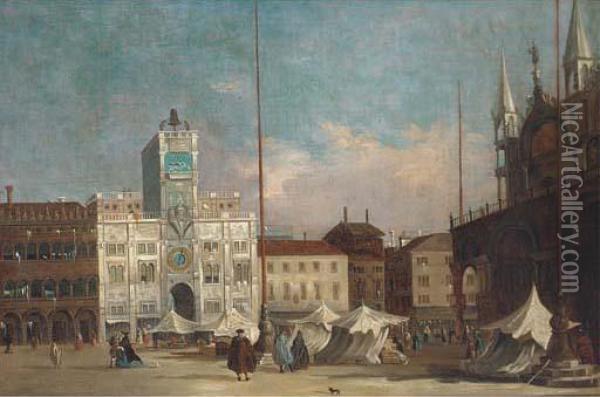The Piazza San Marco, Venice, Looking Towards Orologio Delmoro Oil Painting - Francesco Guardi
