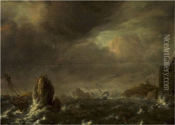 Shipwrecked Oil Painting - Bonaventura Peeters the Elder