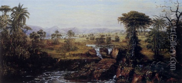 A Tropical Landscape Oil Painting - Norton Bush