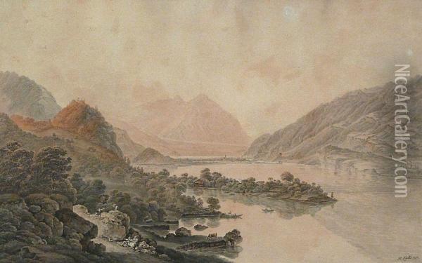 Vue Prisea Iseltwald, Sur Le Lac De Brientz Oil Painting - Heinrich Rieter