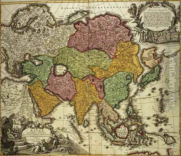 Map of Asia Nuremberg Oil Painting - Johann Baptist Homann