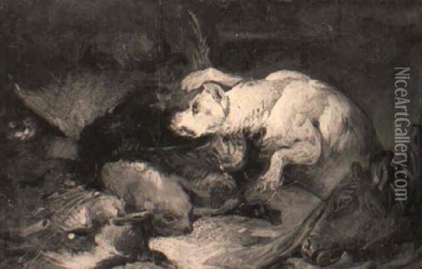 Sketch For 'the Larder Invaded' Oil Painting - Sir Edwin Henry Landseer