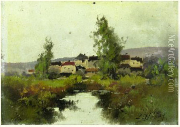 Village Aux Abords D'un Etang Oil Painting - Eugene Galien-Laloue