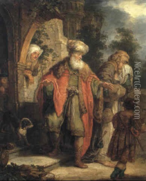 The Expulsion Of Hagar And Ishmael Oil Painting - Christian Wilhelm Ernst Dietrich
