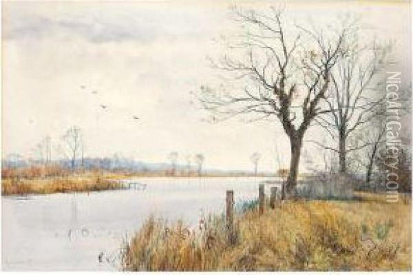 River Landscape Oil Painting - Robert Winter Fraser
