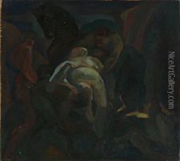 Kvinderov (abduction Of Women) Oil Painting - Kai Nielsen