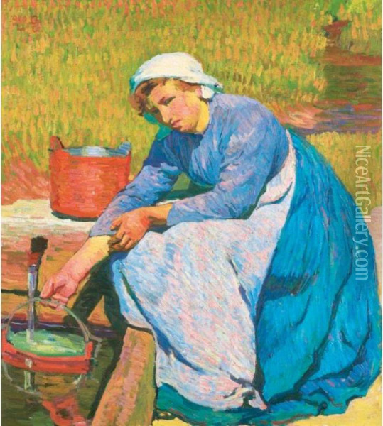 Madchen Am Brunnen Oil Painting - Giovanni Giacometti