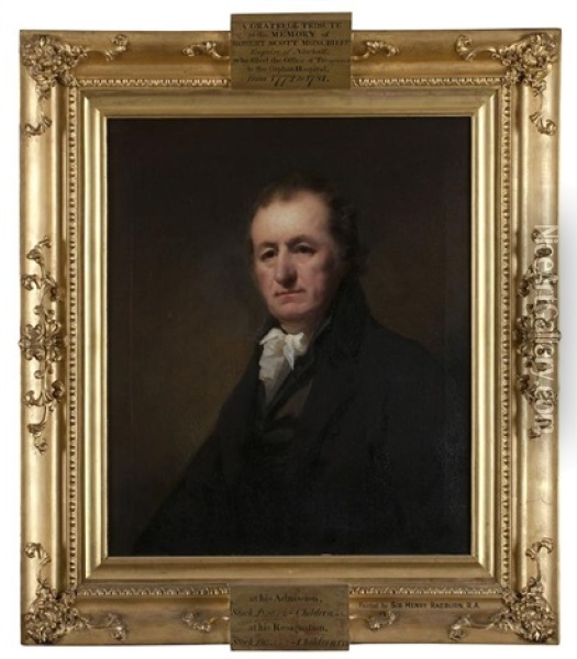 Half-length Portrait Of Robert Scott Moncrieff In Black Coat And White Stock Oil Painting - Sir Henry Raeburn