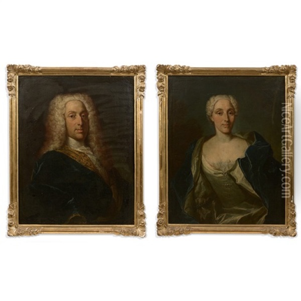 Portrait De Johann Georg Ernst (+ Portrait De Johanna Esther Tillier; Pair) Oil Painting - Johann Rudolf Huber the Elder
