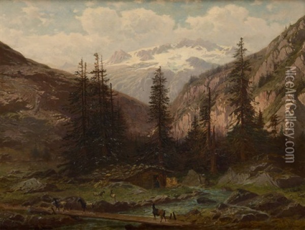 Vue Du Glacier Pres De Berne Oil Painting - Jean Francois Xavier Roffiaen