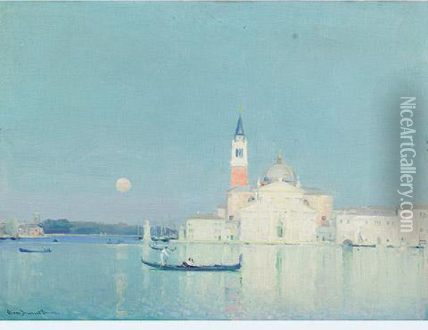 Harvest Moon Venice Oil Painting - Oliver Dennett Grover