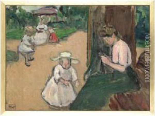 Mere Et Enfant Au Jardin Oil Painting - Fernand Piet