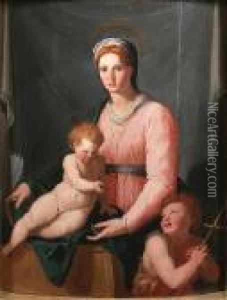 The Madonna And Child With The Infant Saint John The Baptist Oil Painting - Santi Di Tito