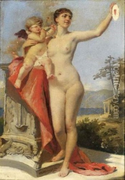 L'amour Perce Le Coeur Oil Painting - Ernst Friederich von Liphart