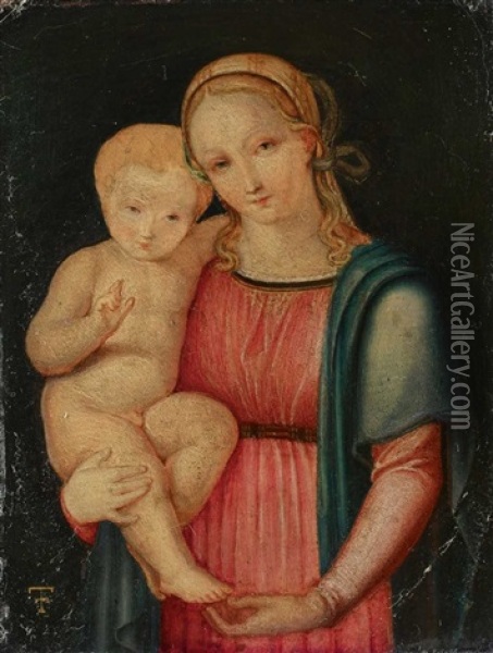 Madonna Mit Kind Oil Painting - Theodor Falkeisen